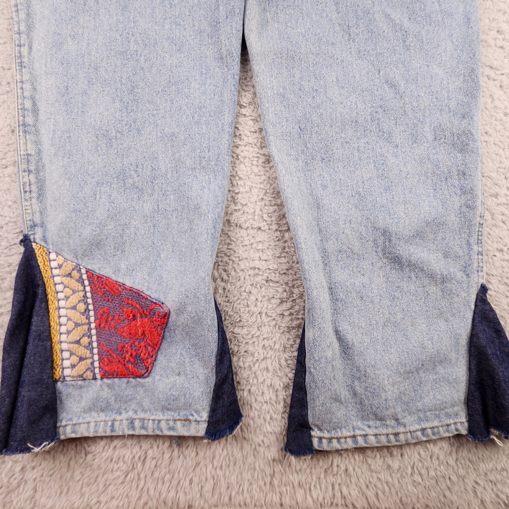 Vtg 80s Triangle Aquarius Rising Jeans Mixed Media Patchwork Flare Retro 30x28 - Picture 12 of 16